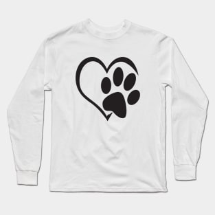 Dog Paw Love Heart Long Sleeve T-Shirt